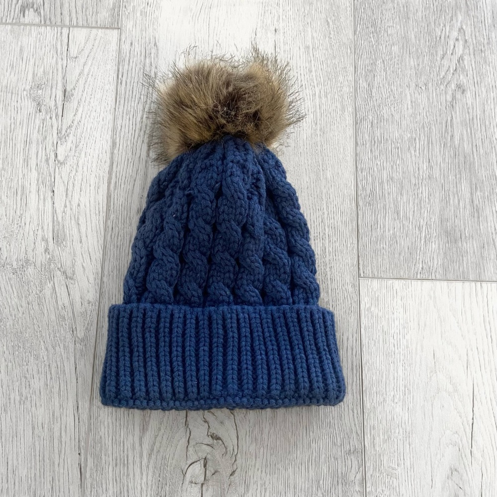 Navy blue knitted beanie